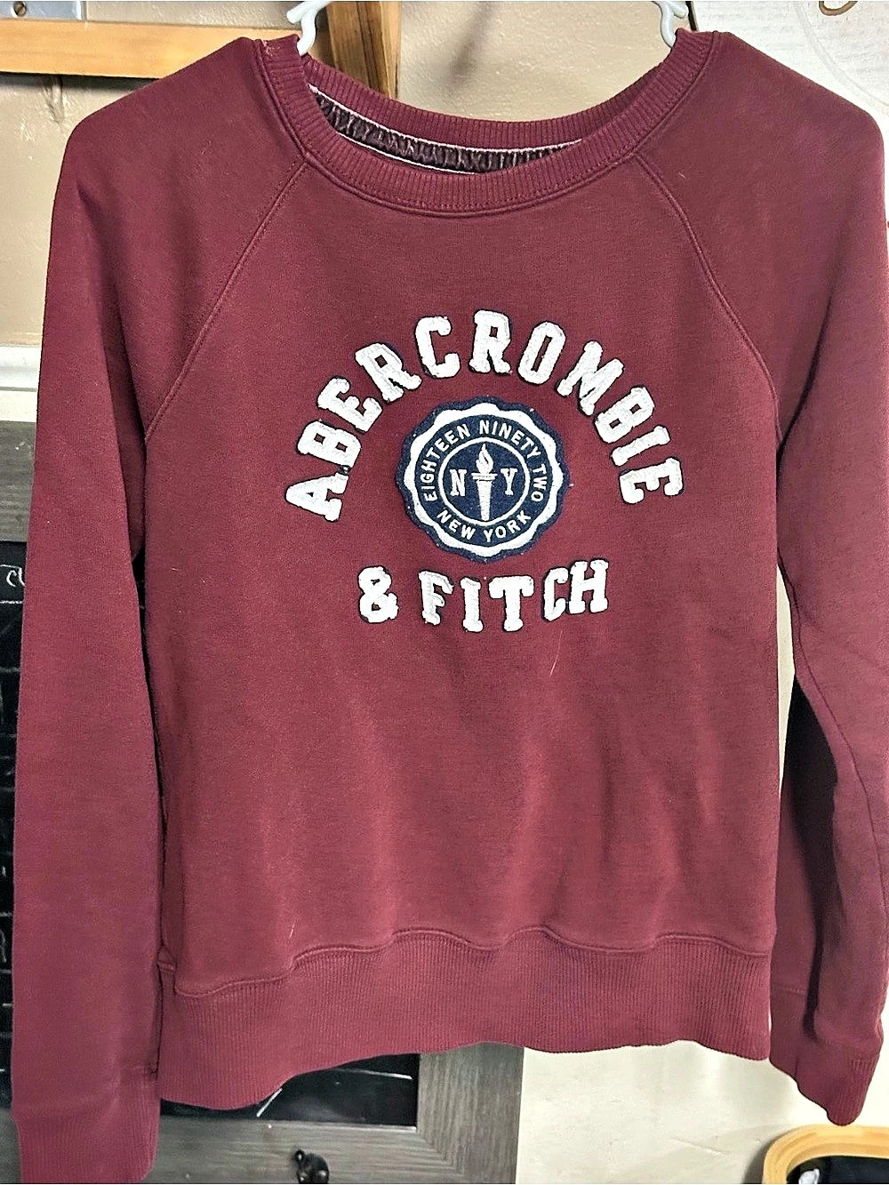 Abercrombie & Fitch Eighteen Ninety Two Applique Logo Crewneck Sweatshirt